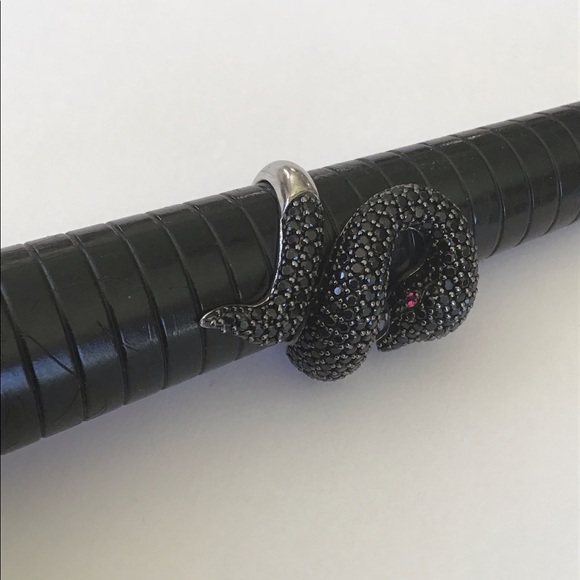 Carol Brodie Black Spinel Ruby Eye Snake Ring 8 - Picture 6 of 11